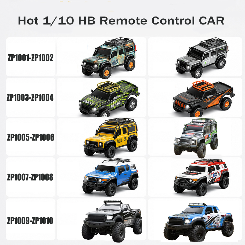 Hot Wheels Car Monster Trucks - รถบังคับวิทยุ Hot 1/10 HB ZP1001-ZP1010 รถบรรทุกมอนสเตอร์ขับเคลื่อนสี่ล้อแบบเต็มสเกล
